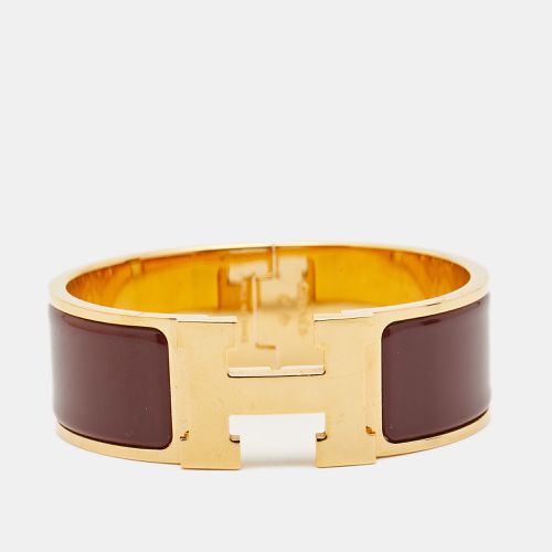 Hermès Clic Clac H Burgandy Enamel Gold Plated Bracelet - Hermes - Modalova