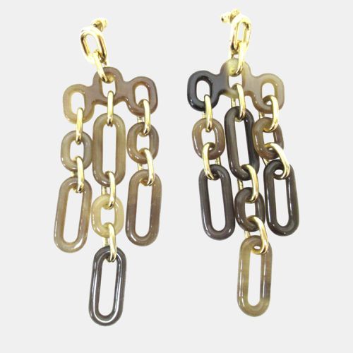 Hermes Reguile Earrings Gold Plated Buffalo Horn - Hermes - Modalova