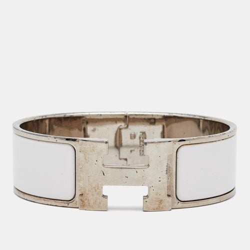 Hermès Clic Clac H White Enamel Palladium Plated Bracelet - Hermes - Modalova