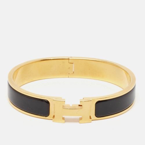 Hermès Clic H Black Enamel Gold Plated Bracelet - Hermes - Modalova