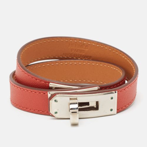 Hermès Kelly Brown Leather Palladium Plated Double Tour Bracelet - Hermes - Modalova