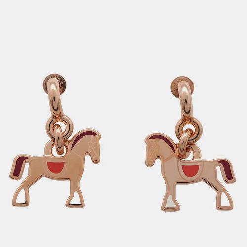 Hermes Pink Gold Lacquer Metal Cheval Grand Palade Earrings - Hermes - Modalova