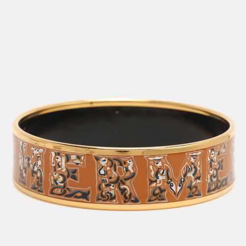 Alphabet Russe Enamel Gold Plated Wide Bangle Bracelet - Hermes - Modalova