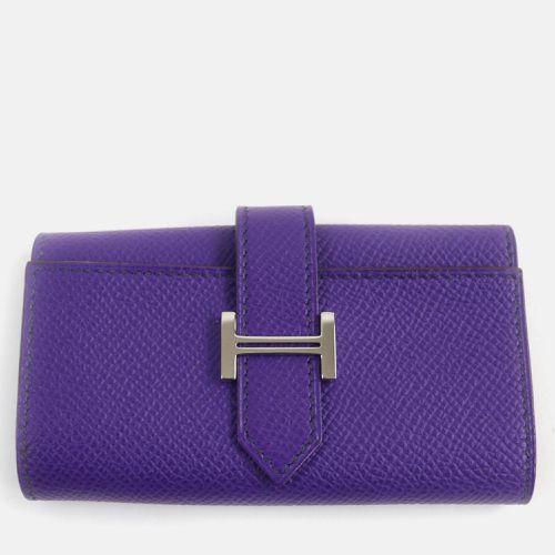 Hermes Purple Leather Epsom Silver H Logo Key Holder - Hermes - Modalova