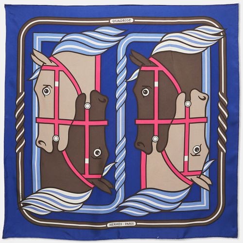 Hermes Blue Silk Quadrige ll Scarf - Hermes - Modalova