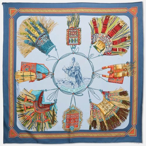 Hermes Blue Silk Cuirs du Desert Scarf - Hermes - Modalova