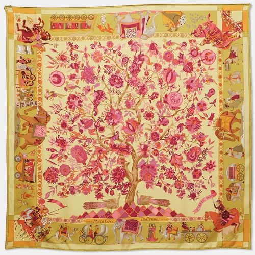 Hermes Yellow/Pink Silk Fantaisies Indiennes Scarf - Hermes - Modalova