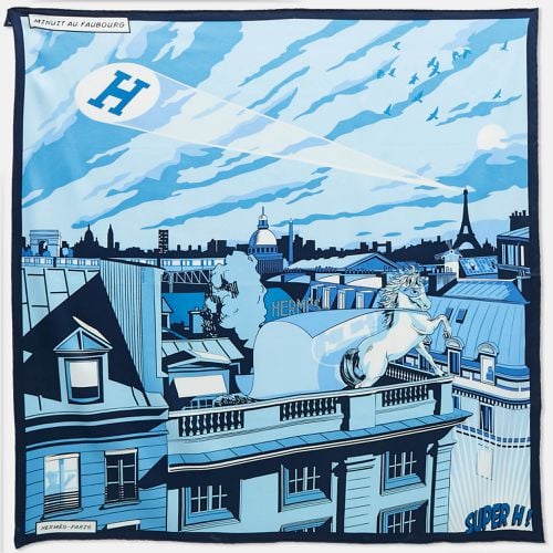 Hermes Blue Minuit Au Faubourg 70 Silk Scarf - Hermes - Modalova