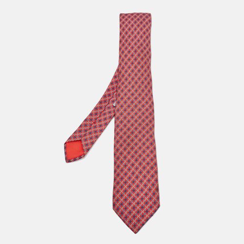 Hermes Red Parentheses Print Silk Tie - Hermes - Modalova