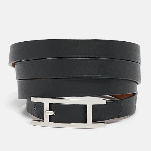 Hermes Hapi Black Leather Palladium Plated 4 Quad Tour Bracelet - Hermes - Modalova