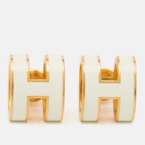 Pop H Enamel Gold Plated Earrings - Hermes - Modalova