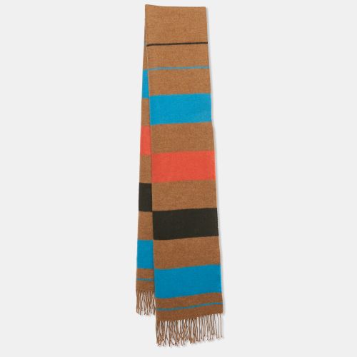 Hermes Brown Stripe Cashmere Fringed Stole - Hermes - Modalova