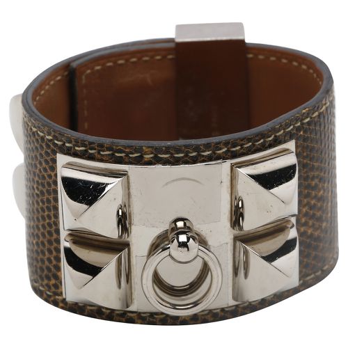 Hermes Brown Leather Lizard Collier de Chien Wide Bracelet - Hermes - Modalova