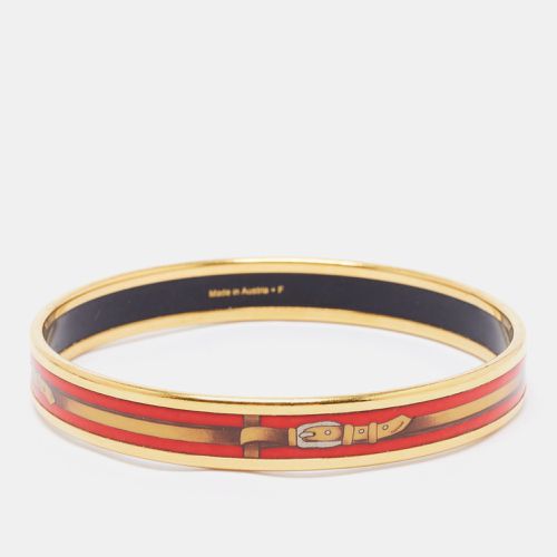 Hermes Enamel Printed Gold Plated Narrow Bracelet - Hermes - Modalova