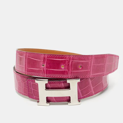 Hermes Rose Scheherazade Crocodile Porosus H Buckle Belt 95 CM - Hermes - Modalova