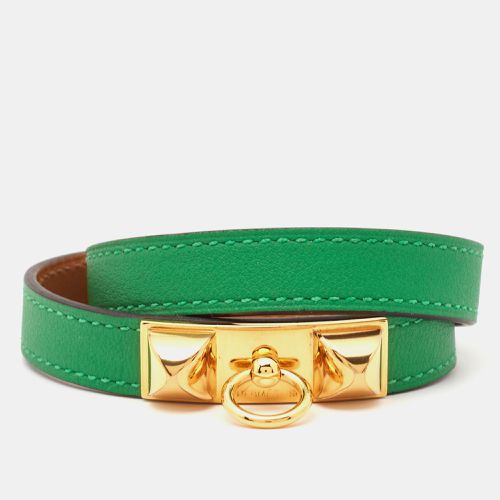 Hermès Rivale Double Tour Leather Gold Plated Bracelet M - Hermes - Modalova