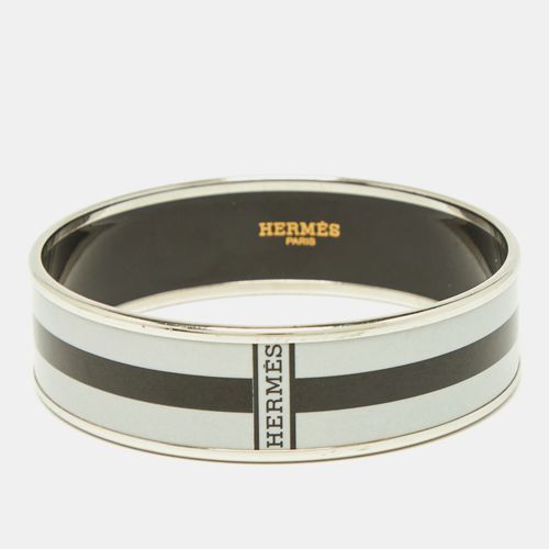 Hermes Black/White Enamel Palladium Plated Bracelet - Hermes - Modalova