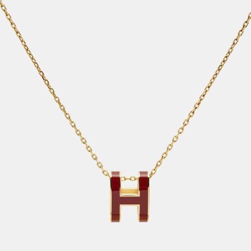 Hermes Pop H Enamel Gold Tone Necklace - Hermes - Modalova