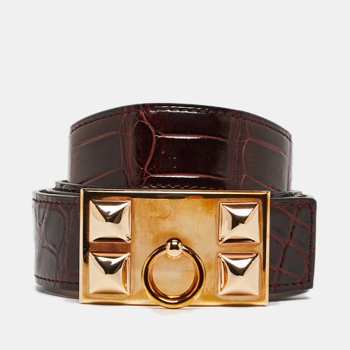 Hermes Bourgogne Crocodile Porosus Collier De Chien Belt 100 CM - Hermes - Modalova