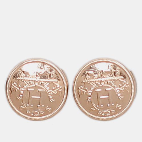 Hermes Rose Gold Ex-Libris Stud Earrings - Hermes - Modalova