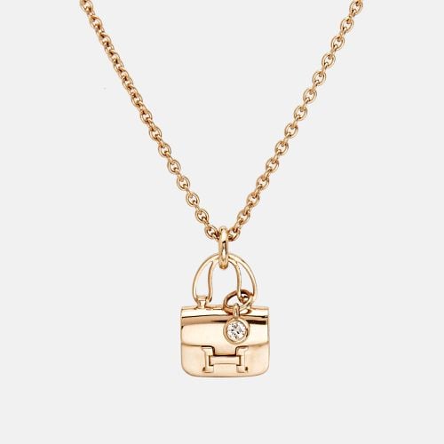 Hermes Amulettes Constance Diamond 18k Rose Gold Necklace - Hermes - Modalova