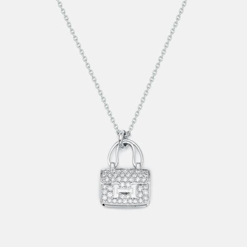 Hermes Amulettes Constance Diamond 18k White Gold Pendant Necklace - Hermes - Modalova