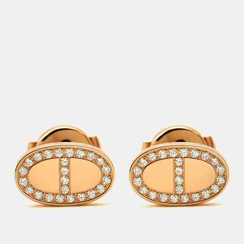 Hermès Chaine d'ancre Contour Diamonds 18k Rose Gold Earrings - Hermes - Modalova