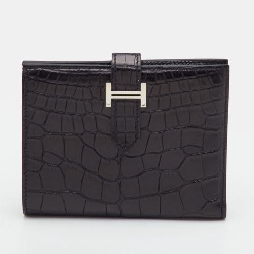 Bearn Noir Alligator Compact Wallet - Hermes - Modalova