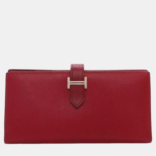 Hermes Red Espom Leather Bearn Wallet - Hermes - Modalova