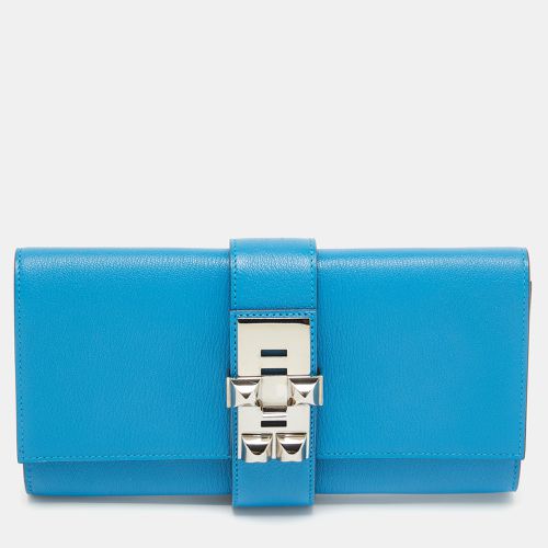 Hermès Bleu Zanzibar Chevre Mysore Leather Medor 23 Clutch - Hermes - Modalova