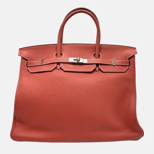 Hemres Sanguine/White Taurillon Clemence Leather Birkin 40 Tote Bag - Hermes - Modalova