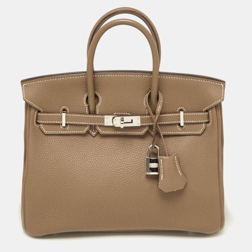 Hermes Etoupe Togo Leather Palladium Finish Birkin 25 Bag - Hermes - Modalova