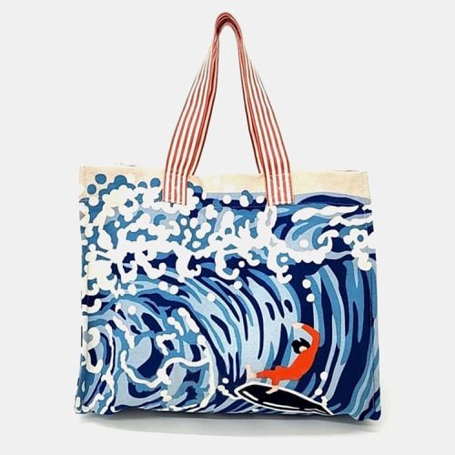 Hermes Blue Canvas Wave Tote Bag - Hermes - Modalova