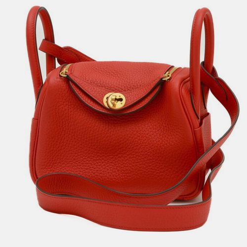 Hermes Rouge Coeur Taurillon Lindy Bag - Hermes - Modalova