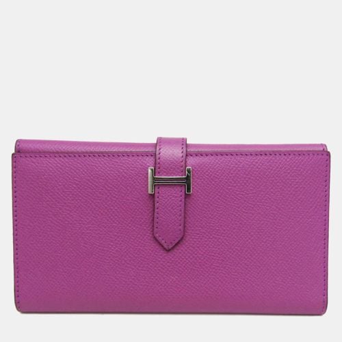 Hermes Purple Epsom Leather Bearn Long Wallet - Hermes - Modalova