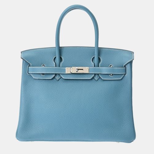 Hermes Blue Jean Taurillon Clemence Leather Birkin 30 Tote Bag - Hermes - Modalova