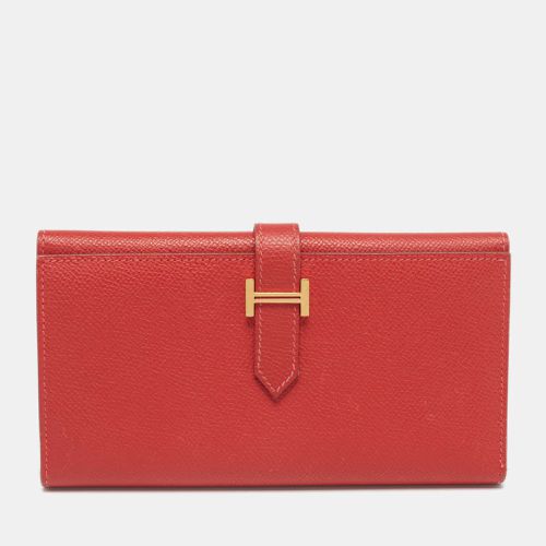 Hermes Rouge Vif Epsom Leather Bearn Gusset Wallet - Hermes - Modalova