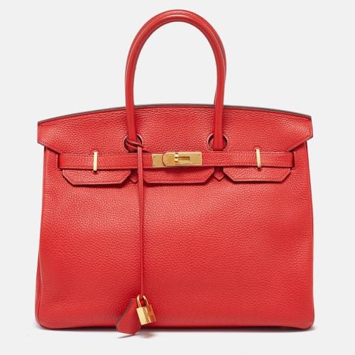 Hermes Rouge Casaque Togo Leather Gold Finish Birkin 35 Bag - Hermes - Modalova