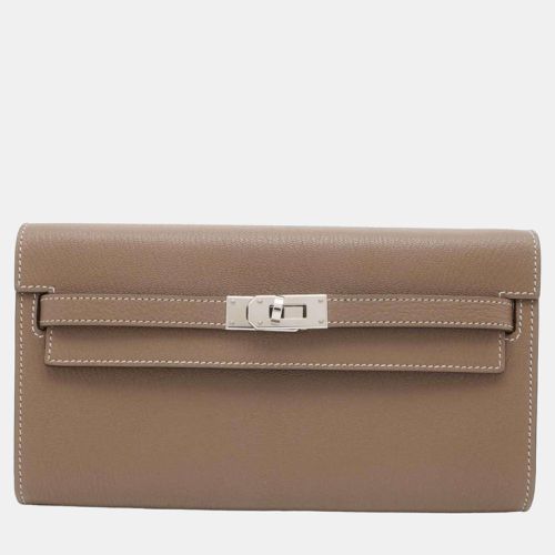 Hermes Chevre Mysore Etoupe Long To-Go Kelly Wallet - Hermes - Modalova