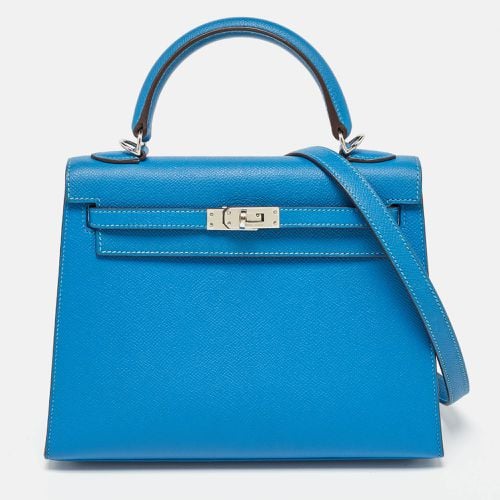 Hermes Bleu Izmir Epsom Leather Palladium Finish Kelly Sellier 25 Bag - Hermes - Modalova