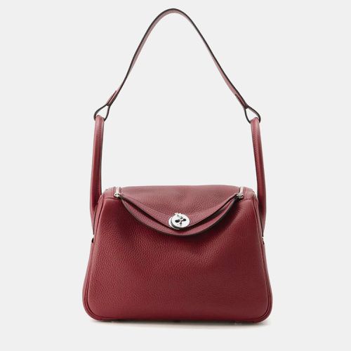 Hermes Rouge H Taurillon Clemence Lindy Shoulder Bag - Hermes - Modalova