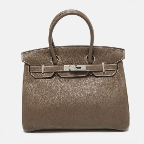 Hermes Etoupe Grey Taurillon Clemence Leather Palladium Finish Birkin 30 Bag - Hermes - Modalova