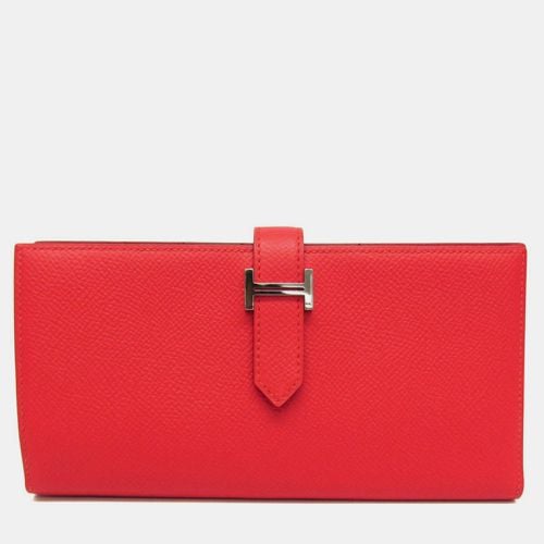 Hermes Red Epsom Leather Bearn Soufflet Wallet - Hermes - Modalova