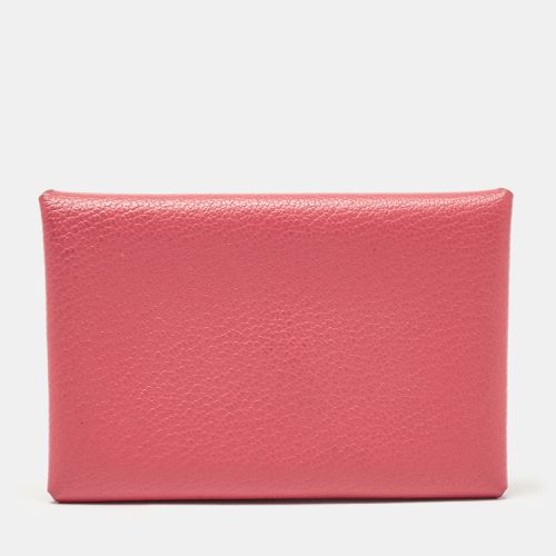 Hermès Rose Azalee Chevre Mysore Leather Calvi Card Holder - Hermes - Modalova