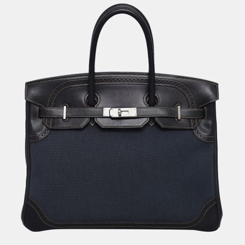 Noir Denim Fonce Ghillies Toile Birkin 35 Bag - Hermes - Modalova