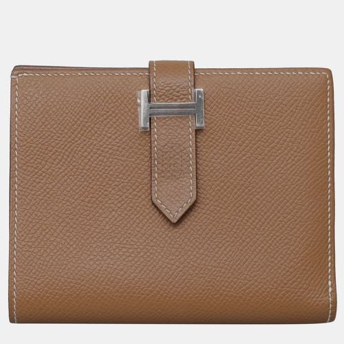 Hermes Gold Epsom Bearn Compact Wallet - Hermes - Modalova