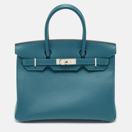 Hermes Bleu De Galice Epsom Leather Palladium Finish Birkin 30 Bag - Hermes - Modalova