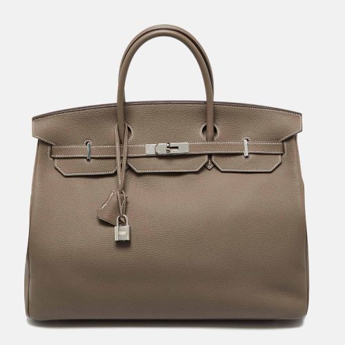 Hermes Etoupe Grey Togo Leather Palladium Finish Birkin 40 Bag - Hermes - Modalova