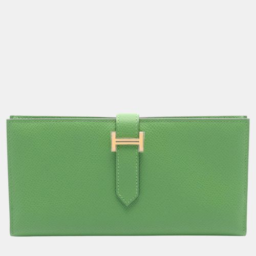 Hermes Bearn Souffle Long Wallet Green - Hermes - Modalova