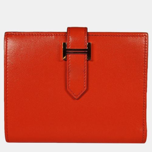 Hermes Orange Poppy Tadelakt Compact Bearn Wallet with GHW - Hermes - Modalova